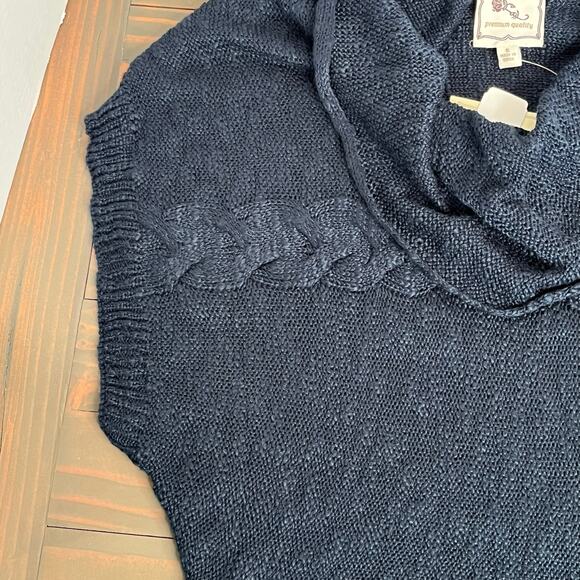 Pink Rose Open Knit Cowl Neck Navy Blue Sweater Vest NWT Size Small - Picture 5 of 16